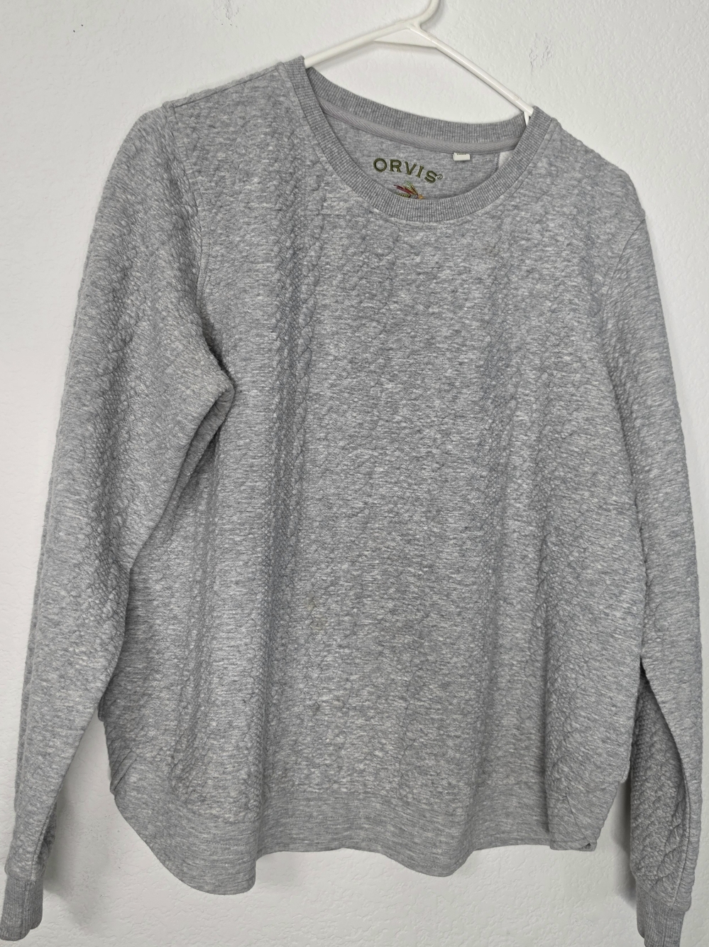 Orvis Light Heather Gray Crewneck Sweater